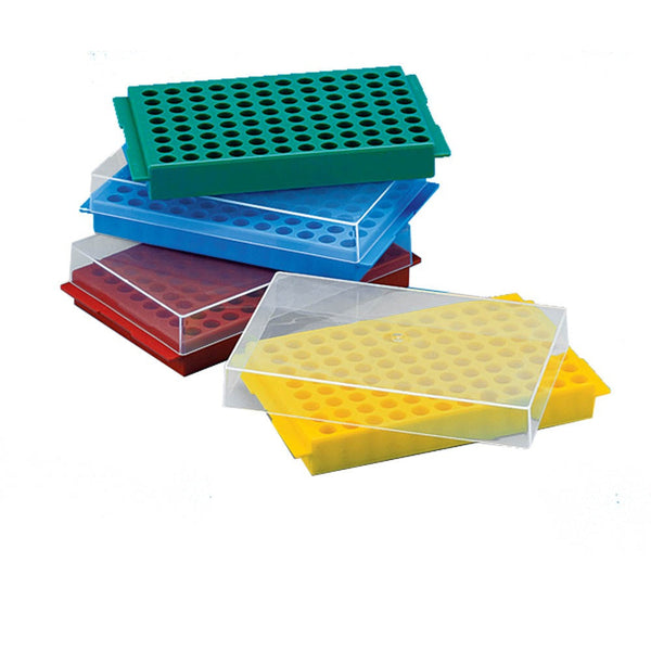 96 Well Reversible Rack for Micro tubes with cover - PP (Orange)