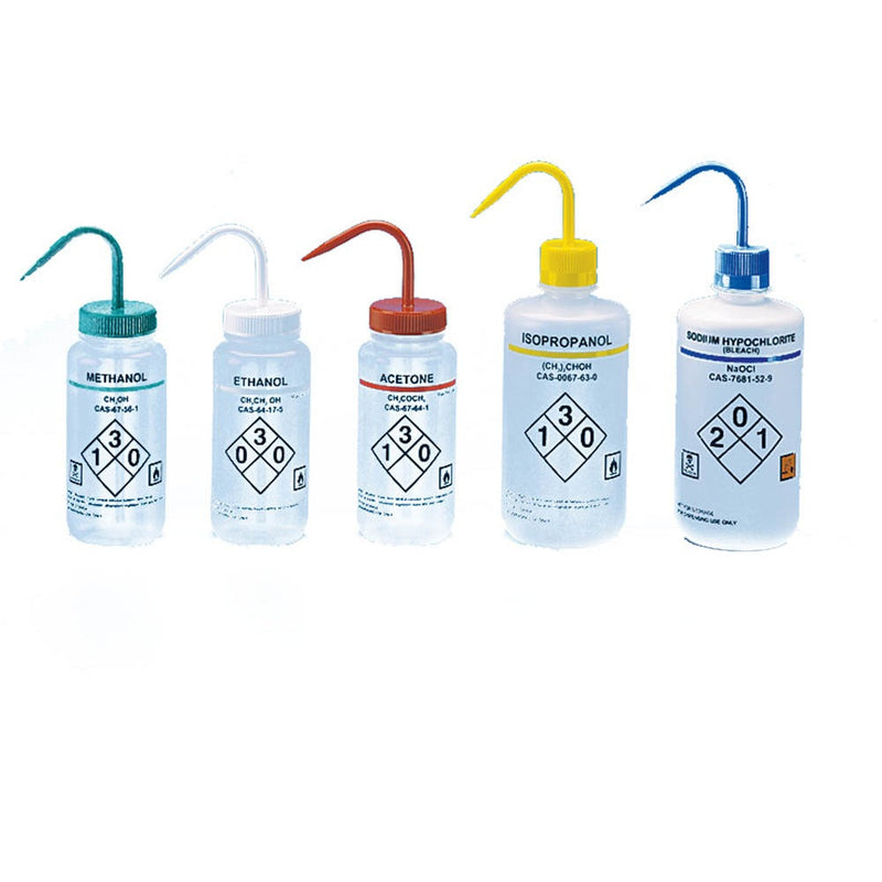 500mL Safety Labelled Self Venting Wash Bottle Wide Mouth (Isopropanol)