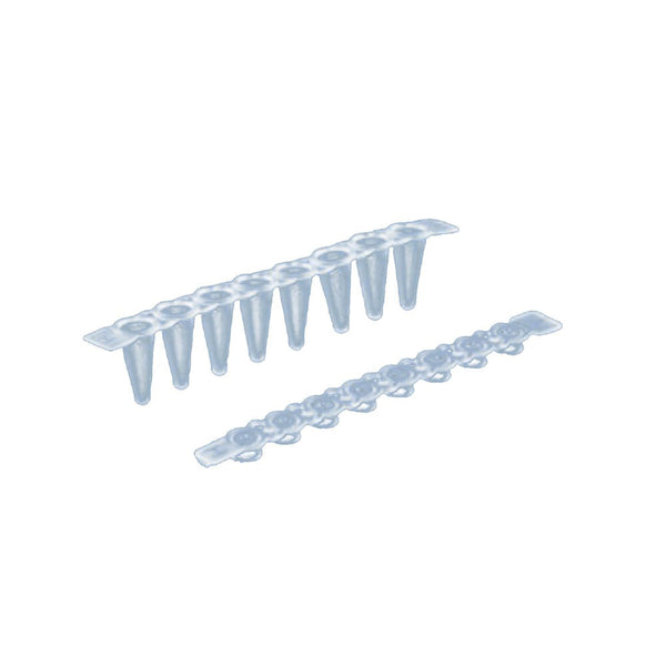 Low Profile 0.1mL PCR Tube Strip (White) - with non-attached Ultra Clear Flat Cap